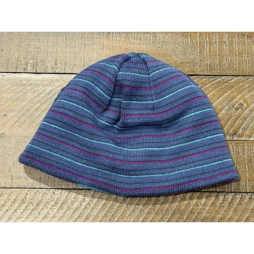 Columbia Pink REVERSIBLE Blue Stripe Beanie Size S/M Youth